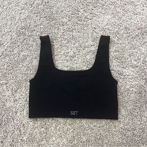 Set Active Black Box Cut Bra Size Small